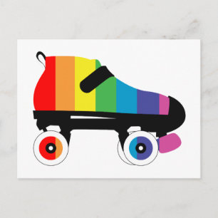 Cartão Postal tiras arco-íris de skate rolante