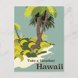 Cartão Postal Tire uma viagem pôster de viagem vintage Havaí