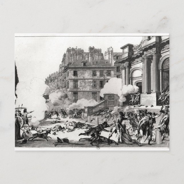 Cartão Postal Tiroteio antes da igreja de St. Roch em Paris (Frente)