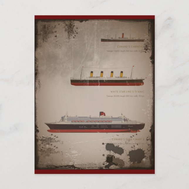 Cartão Postal Titanic Carpathia e Mary (Frente)