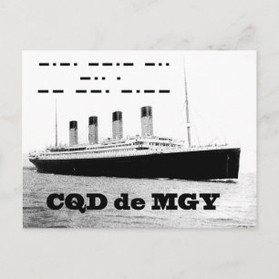 Cartão Postal Titanic CQD de MGY Sinal de socorro sem fio