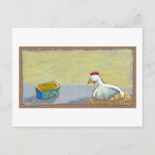 Cartão Postal Titled: Spam and Eggs - fun breakfast art chicken
