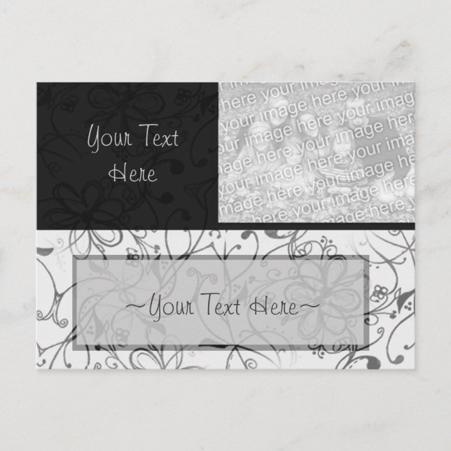 Cartão Postal Titular de Foto de Rolagem Preta e Branca (Frente)