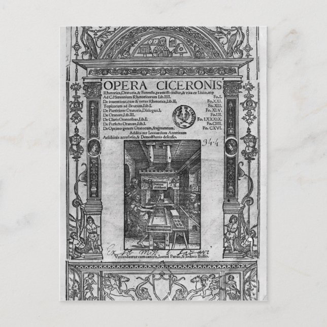 Cartão Postal Título da página "Opera Ciceronis", publicado em 1 (Frente)