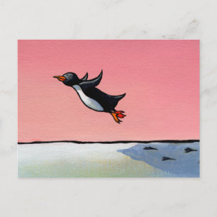 Cartão Postal Título: Otimista Eterno - Arte pinguim ambiciosa