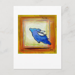 Cartão Postal Título:  Pequeno Porco Azul - esperança voadora 