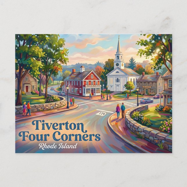 Cartão Postal Tiverton Four Corners Rhode Island (Frente)