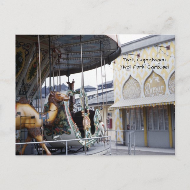 Cartão Postal Tivoli Park Copenhagen Vintage Carousel 1940 (Frente)
