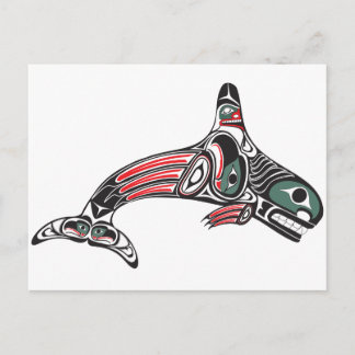 Cartão Postal Tlingit Killer Whale & Eagle