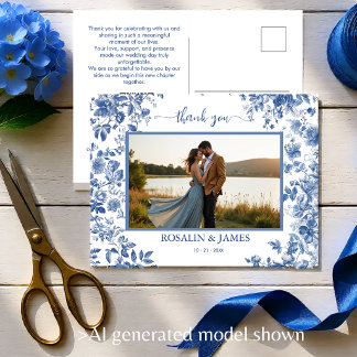 Cartão Postal Toalete Azul Romântico Código QR Foto Obrigado