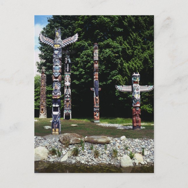 Cartão Postal Toalhas de Totem, Vancouver, Colômbia Britânica (Frente)