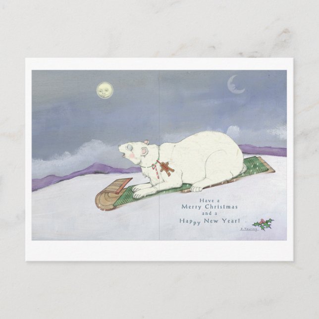 Cartão Postal Tobogganing Polar Bear (Frente)