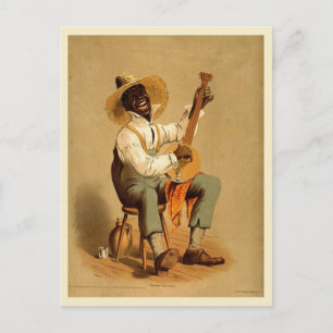 Cartão Postal Toca banjo afro-americano da década de 1910