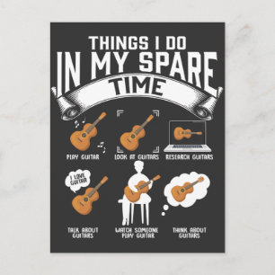 Cartão Postal Toca Violão no Tempo Livre Jogador de Guitarra Eng