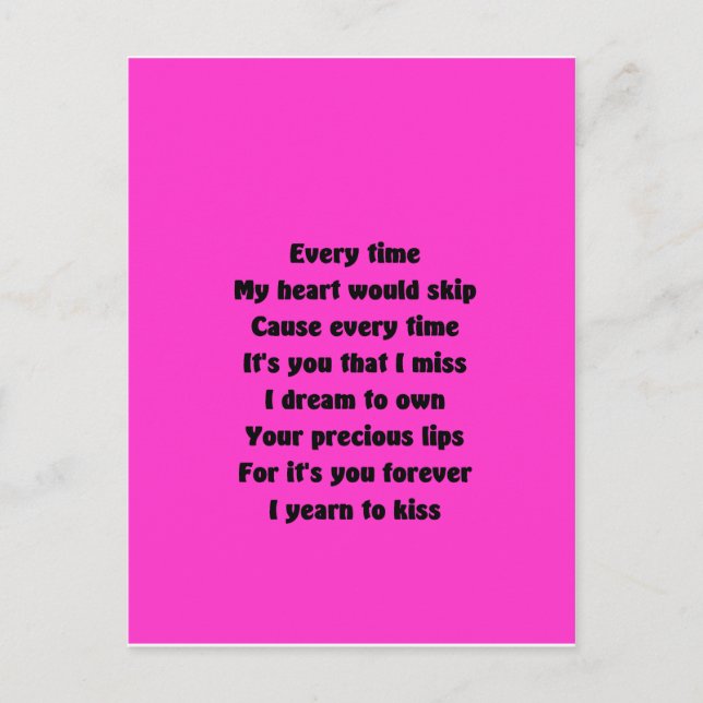 Cartão Postal Toda vez que meu coração pulava (Frente)