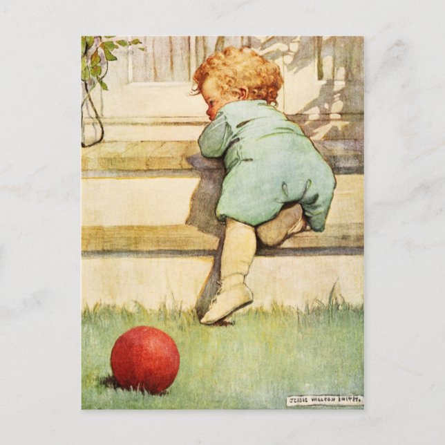 Cartão Postal Todling Baby Boy and Red Ball (Frente)