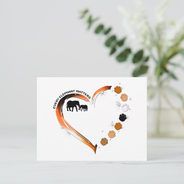 Cartão Postal Todo Elefante Importa Pinças De Elefante Do Coraçã (Em pé/Frente)