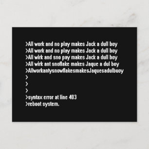 Cartão Postal Todo o trabalho e nenhuma peça