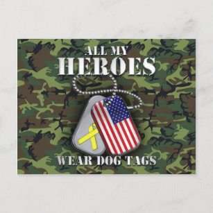 Cartão Postal Todos os meus heróis Vestem Dog tags - Camo