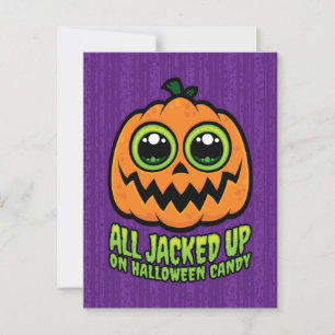 Cartão Postal Todos Parados no Halloween Candy Engraçado Pumpkin