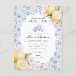 Cartão Postal Toile Chá de fraldas do Tea Party Blue Chinoiserie