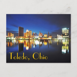 Cartão Postal Toledo, Ohio, ao anoitecer