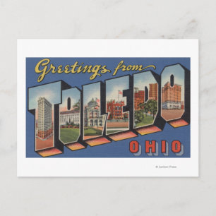 Cartão Postal Toledo, OhioCenas de Letras MaiúsculasToledo, OH