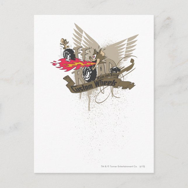 Cartão Postal Tom e Jerry Custome Wheels (Frente)