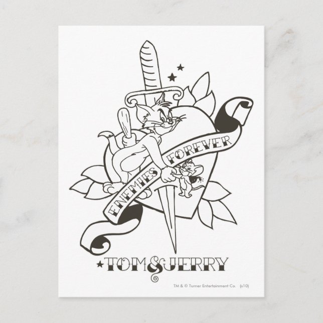 Cartão Postal Tom e Jerry Inimies para sempre 1 (Frente)