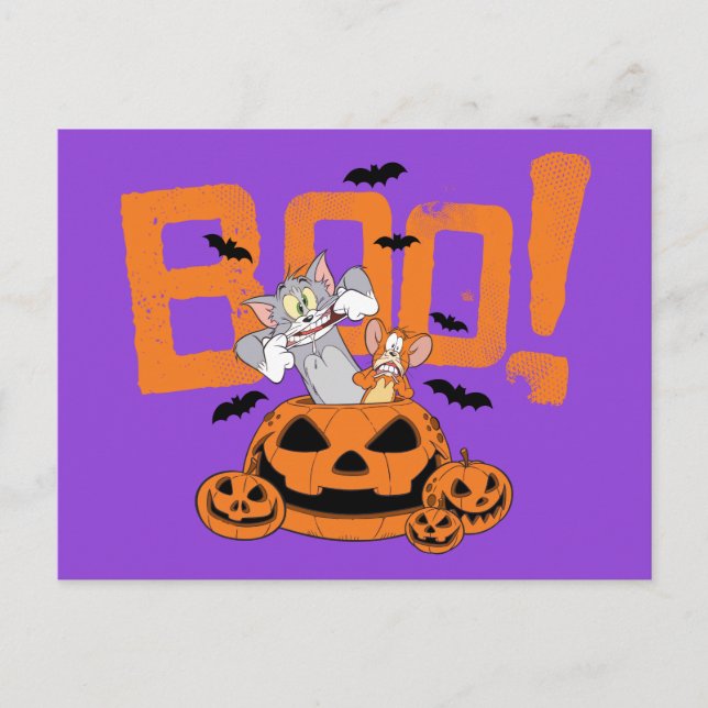 Cartão Postal Tom & Jerry | Boo Feliz Halloween (Frente)