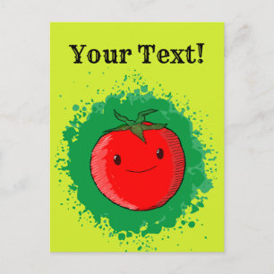 Cartão Postal Tomate de desenho animado fofo com respingo de tin