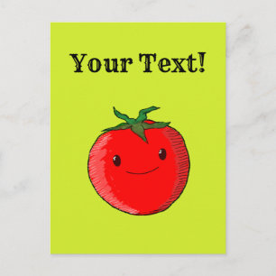 Cartão Postal Tomate de desenho animado fofo texto editável