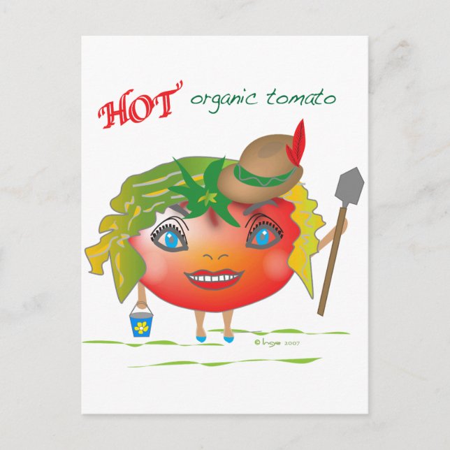 Cartão Postal Tomate orgânico quente (Frente)