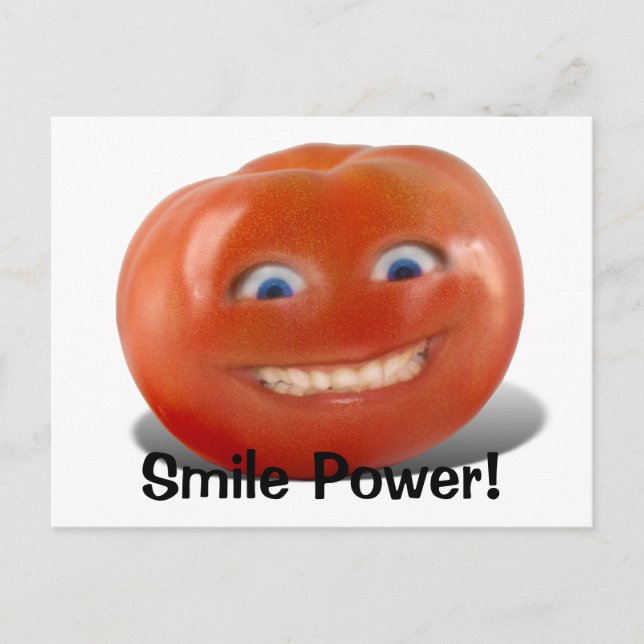 Cartão Postal Tomate Sorridente de Rosto Feliz (Frente)