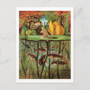 Cartão Postal Tommelise muito desolada na folha de lírio-d'água,