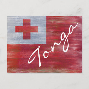 Cartão Postal Tonga aflita bandeira do Tongan