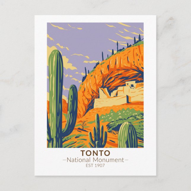 Cartão Postal Tonto National Monuument Arizona Vintage (Frente)