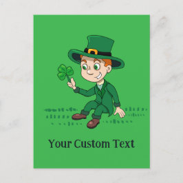 Cartão Postal Toon leprechaun bonito com shamrock e arco-íris