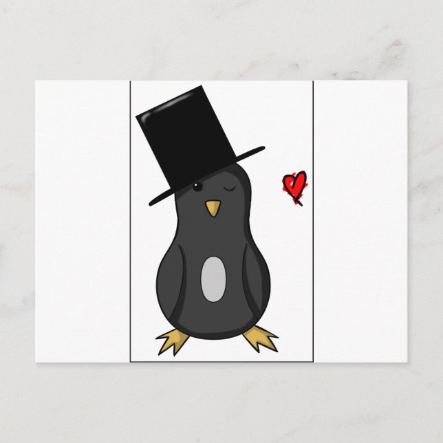 Cartão Postal Top Hat Penguin (Frente)