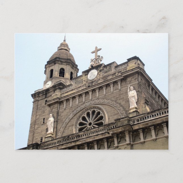 Cartão Postal topo da catedral de manila (Frente)