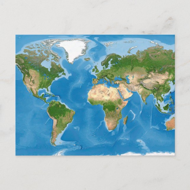 Cartão Postal Topographic World Map Earth Illustration (Frente)