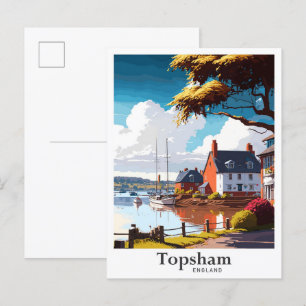 Cartão Postal Topsham England Art Viagens vintage Ilustração