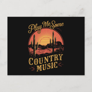 Cartão Postal Toque-me alguma música country vintage cowboy ocid