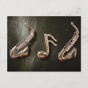 Cartão Postal Toque uma nota musical naquele Saxofone