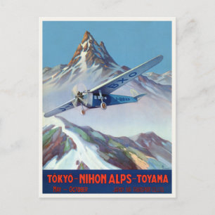 Cartão Postal Tóquio - Alpes Nihon - Poster vintage Toyama no Ja