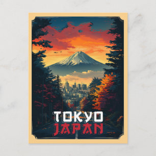 Cartão Postal Tóquio, Japão: Monte Fuji e paisagem urbana