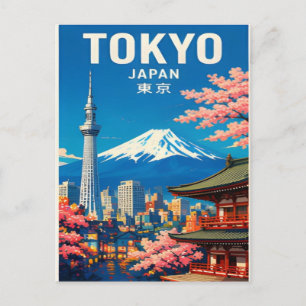Cartão Postal Tóquio Japão Ruas Neon & Bairro Tradicional