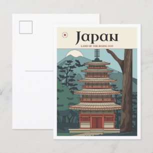 Cartão Postal Tóquio Japão - Viagem de Ilustração Vintage