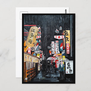 Cartão Postal Tóquio - Pintura Chuva por Alfred Fox Coletável