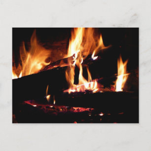 Cartão Postal Toras na Lareira Fotografia de Fogo Quente